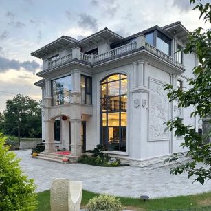 江门 白麻花岗岩私人别墅干挂石材豪华定制