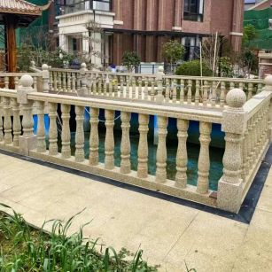 江门黄金麻花岗岩石材栏杆，扶手，将军柱，花瓶柱