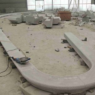 江门 芝麻白花岗岩弧形花坛石，坐凳石