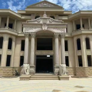 江门 黄金麻别墅外墙干挂，大柱，大象，蘑菇石，雕花板