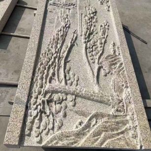 江门 黄金麻雕刻板浮雕迎客松