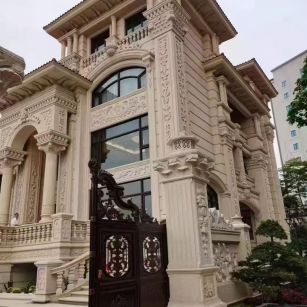 江门 黄金麻花岗岩别墅外墙干挂效果展示