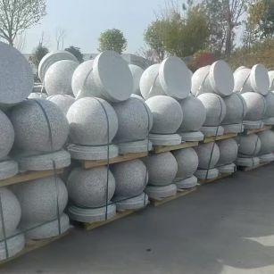 江门 白麻花岗岩石材圆球，石球，挡车球，隔离球，景观石球，风水球等