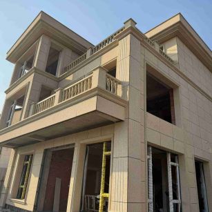 江门 黄金麻花岗岩石材荔枝面外墙干挂效果展示