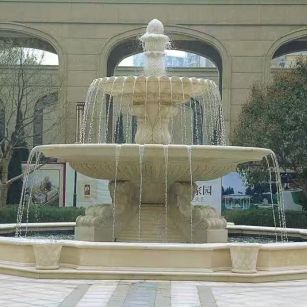 江门 黄金麻花岗岩异型加工——户外庭院石雕流水喷泉