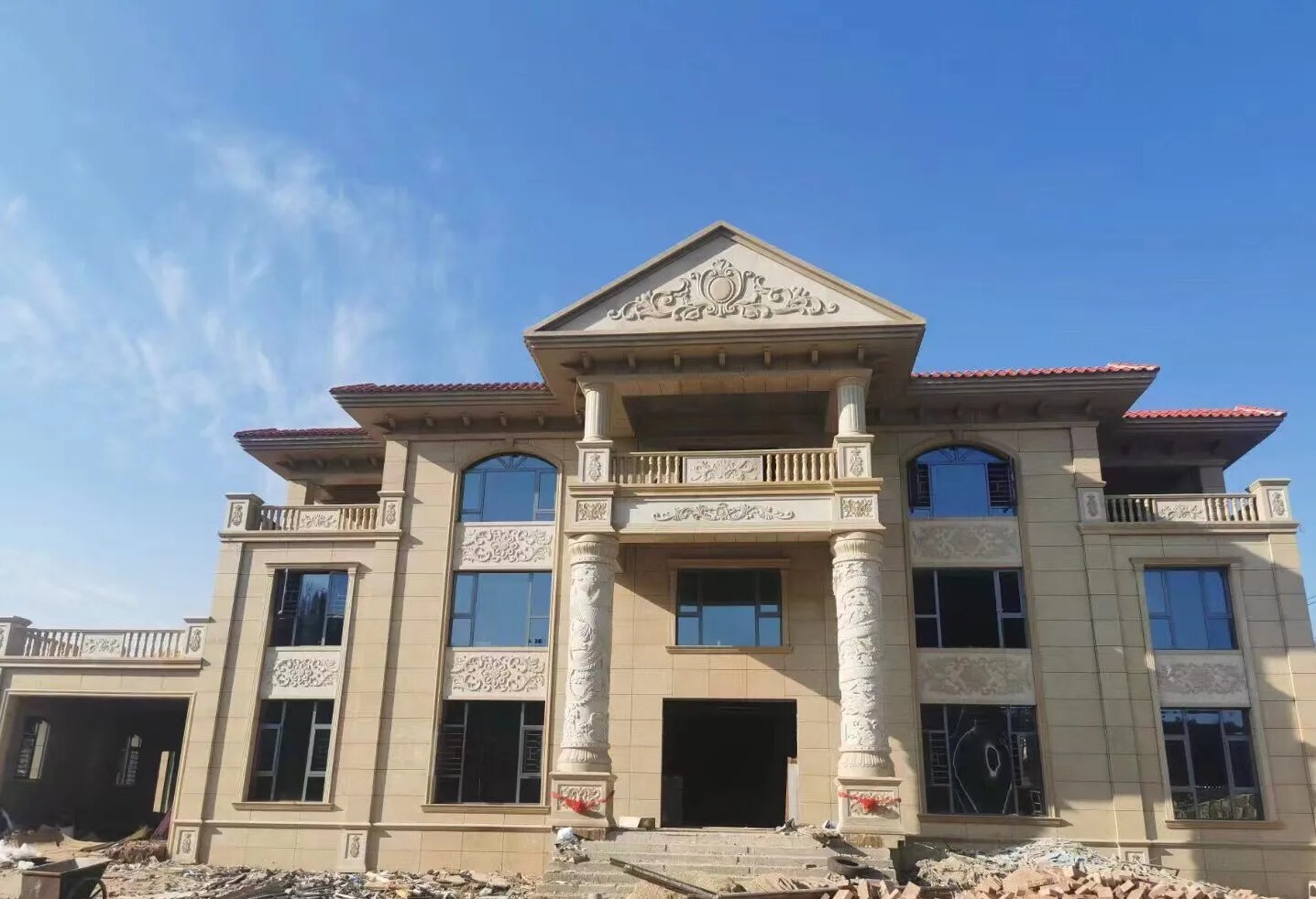 江门 黄金麻花岗岩别墅外墙干挂